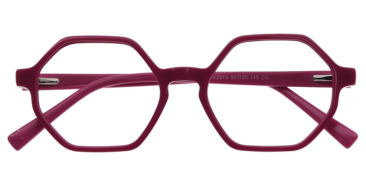Red Geometric Geek-Chic Acetate Eyeglasses