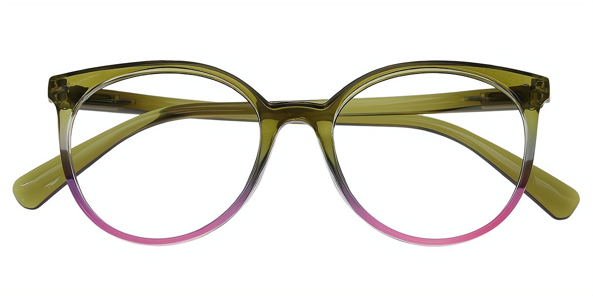 Green Oval Modish Plastic Eyeglasses