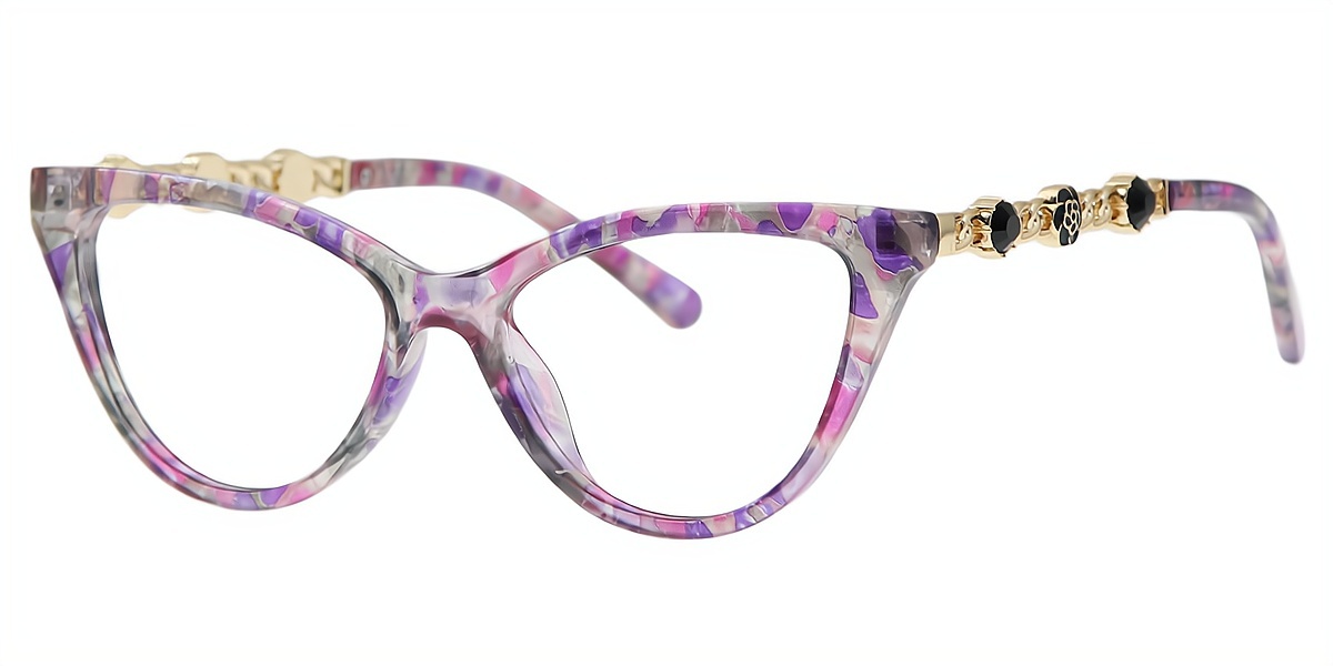 Purple Cat Eye Hipster Plastic Eyeglasses