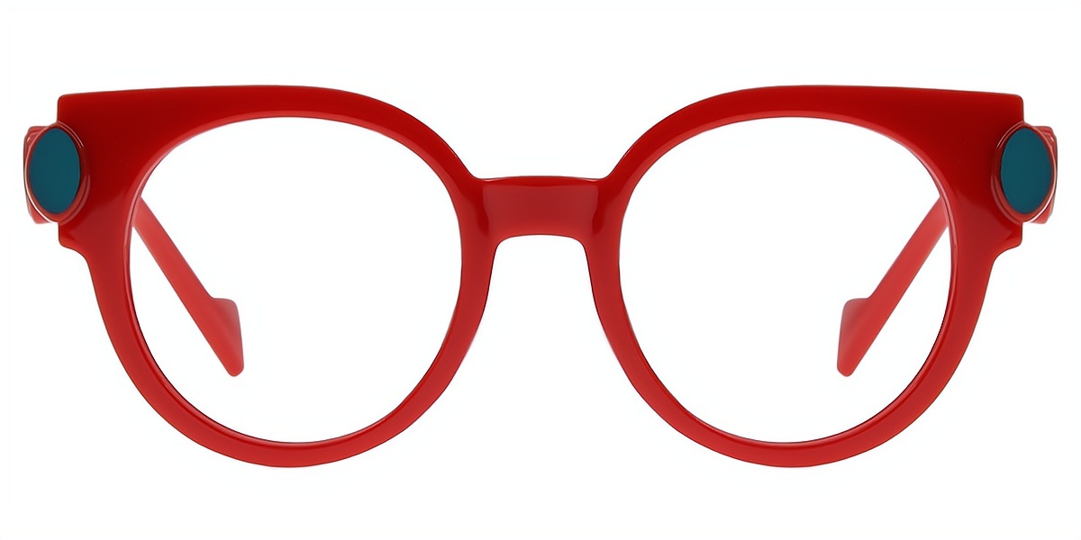 Red Round Oversized Plastic Eyeglasses