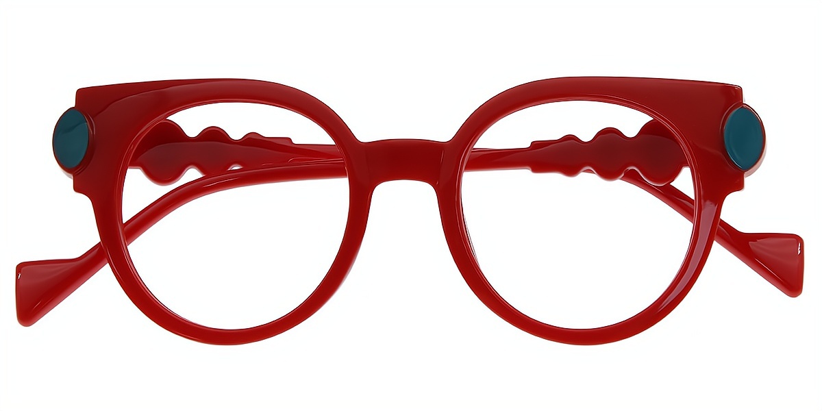 Red Round Oversized Plastic Eyeglasses