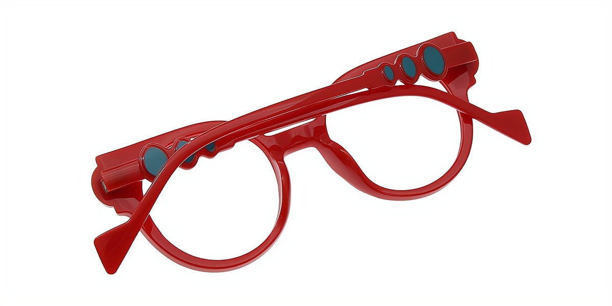 Red Round Oversized Plastic Eyeglasses