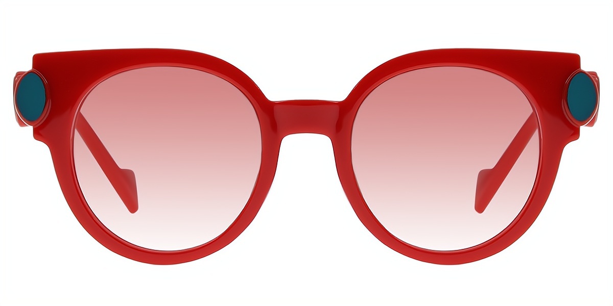 Red Round Oversized Plastic Eyeglasses