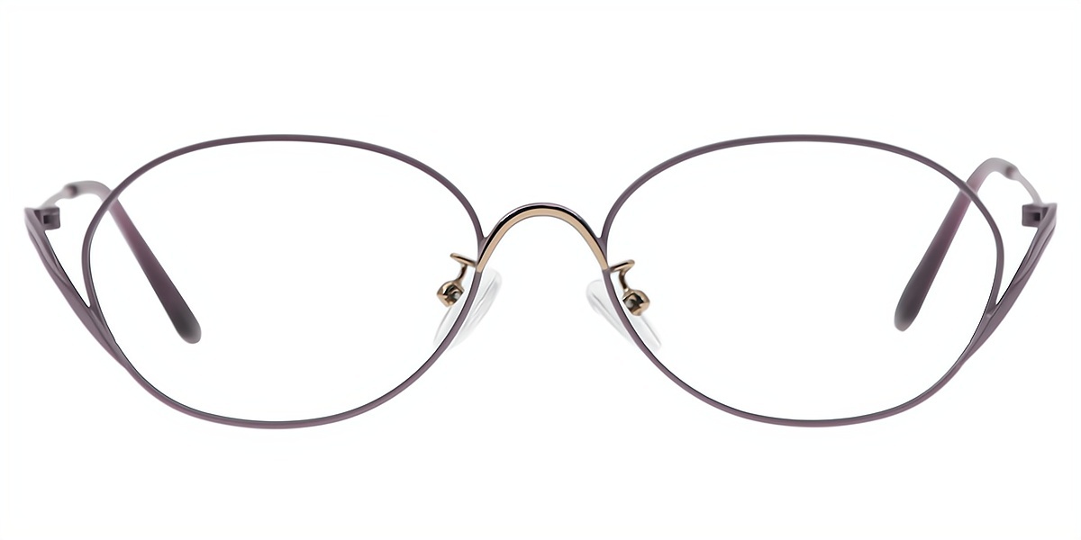 Brown Oval Detailed Metal Eyeglasses