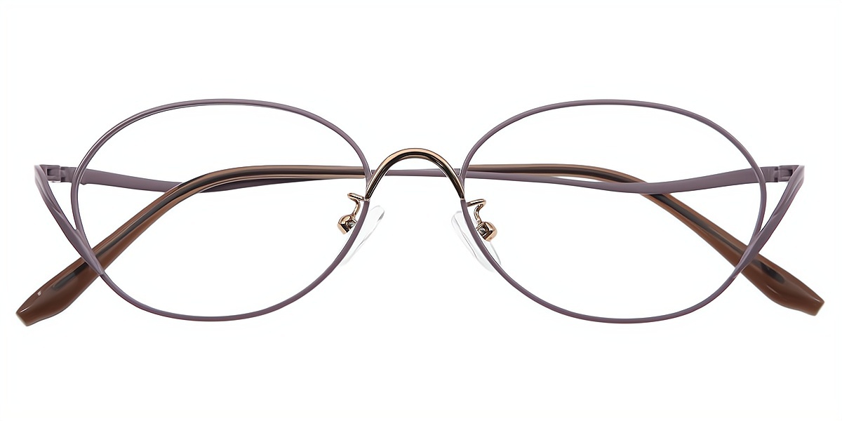 Brown Oval Detailed Metal Eyeglasses