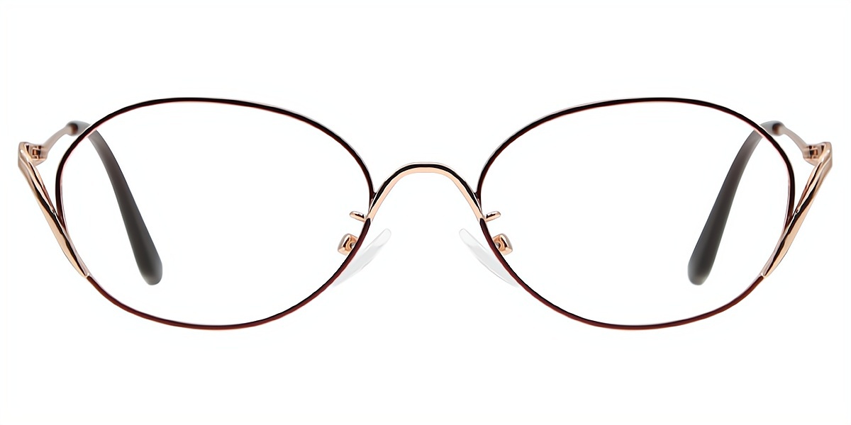 Red Oval Detailed Metal Eyeglasses