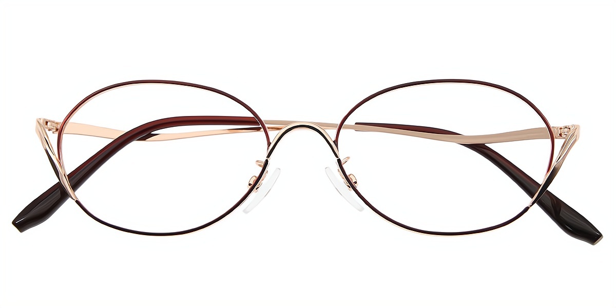 Red Oval Detailed Metal Eyeglasses