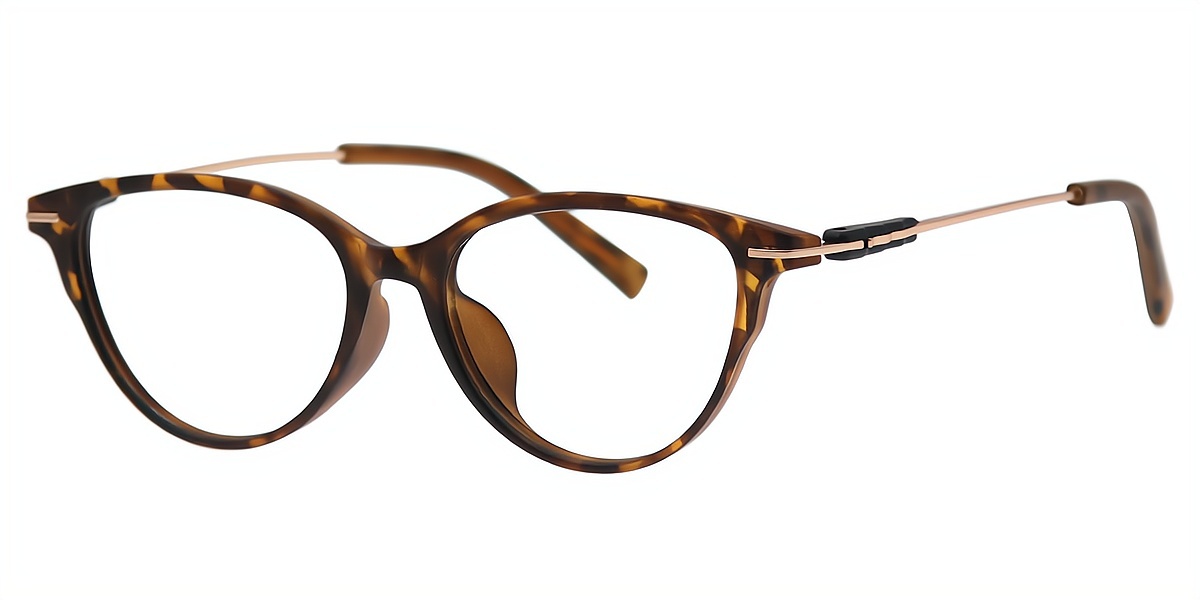 Tortoise Cat Eye Retro Mixed Materials Eyeglasses