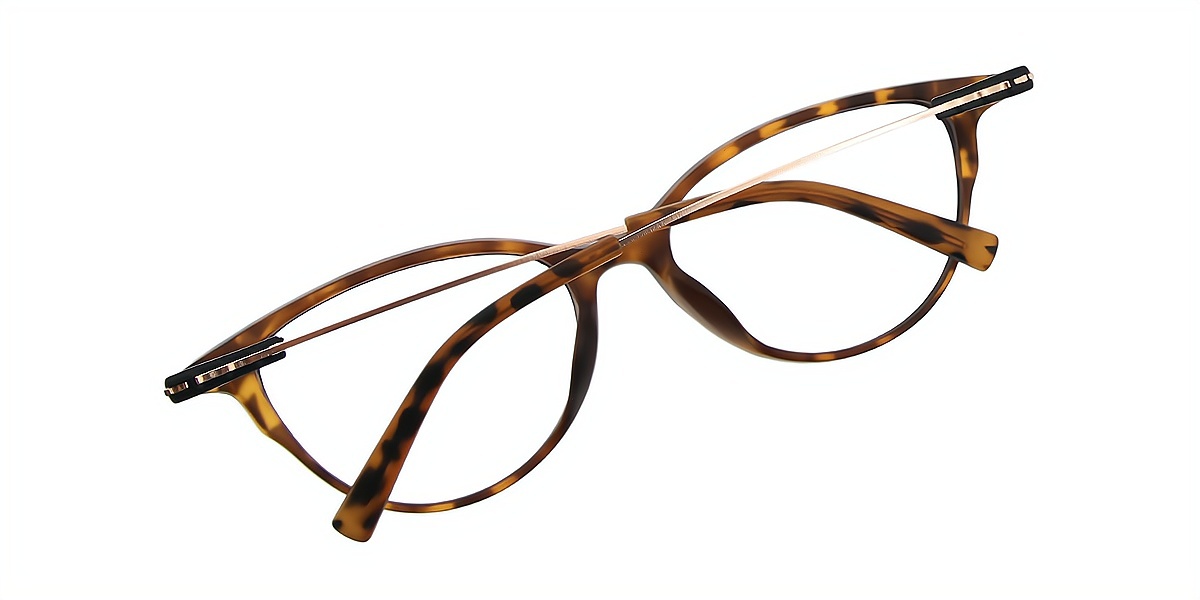 Tortoise Cat Eye Retro Mixed Materials Eyeglasses
