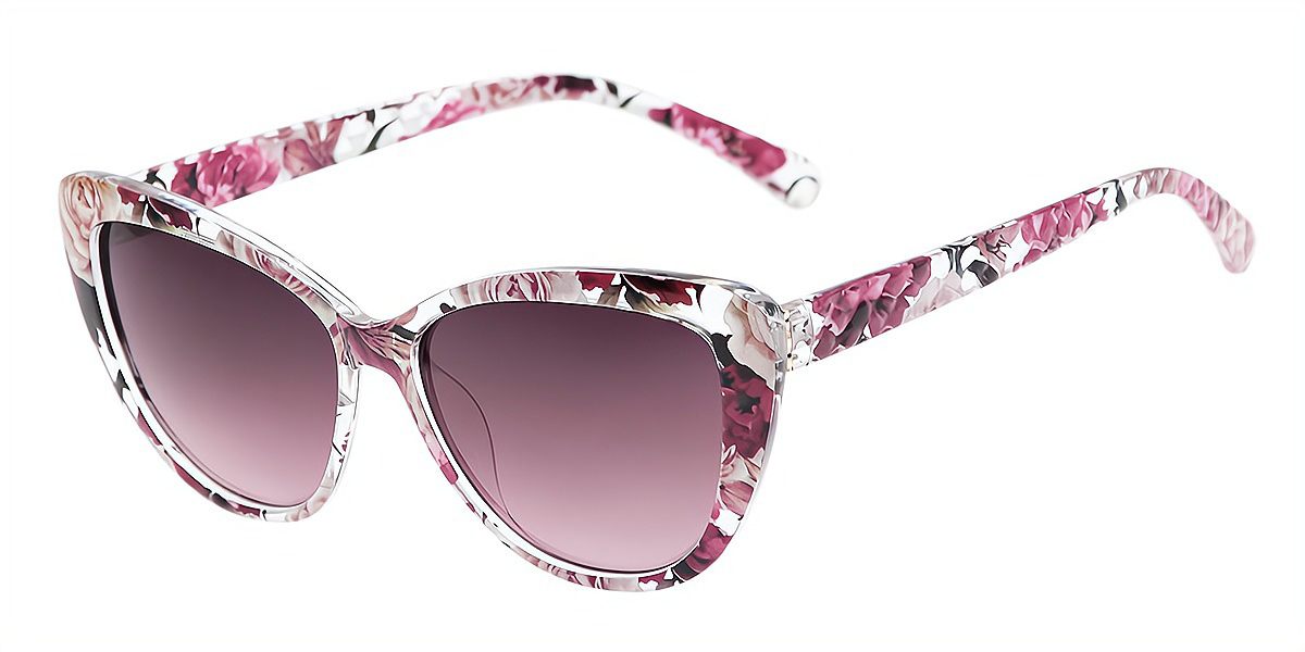 Floral Cat Eye Modish Plastic Eyeglasses
