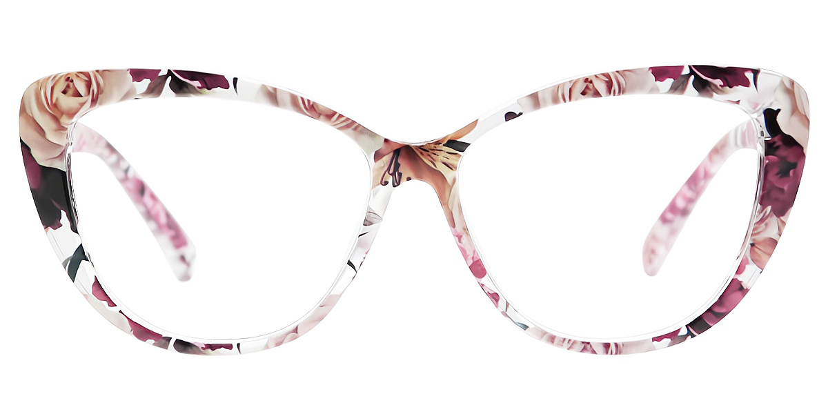 Floral Cat Eye Modish Plastic Eyeglasses