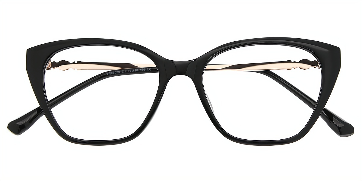 Black Cat Eye Elegant Mixed Materials Eyeglasses