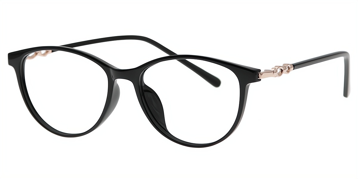Black Cat Eye Classic Mixed Materials Eyeglasses