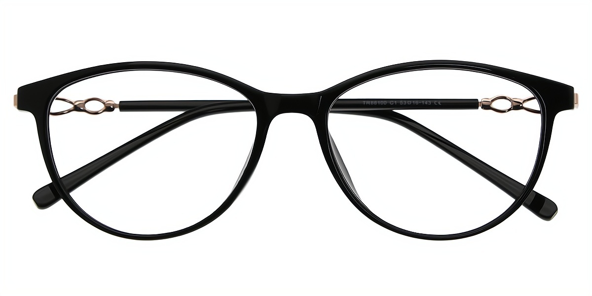 Black Cat Eye Classic Mixed Materials Eyeglasses