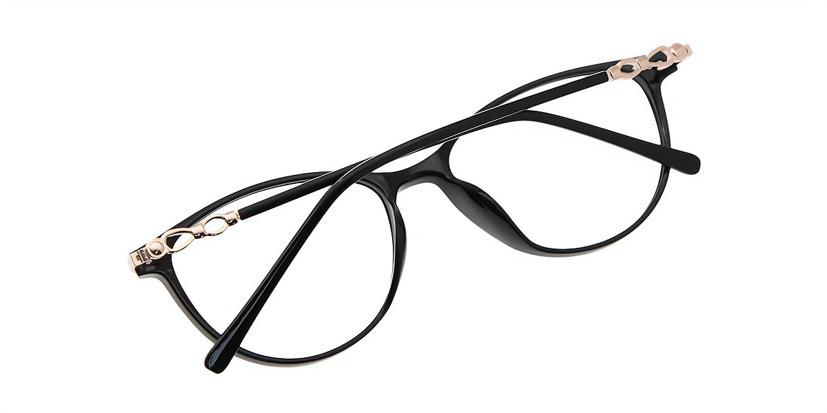Black Cat Eye Classic Mixed Materials Eyeglasses