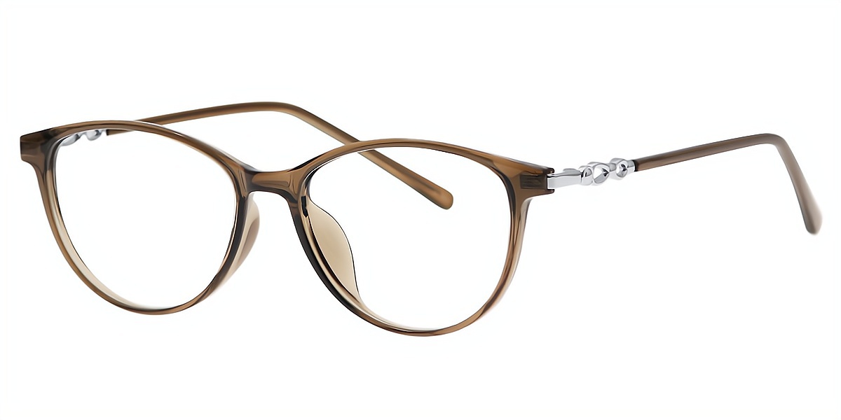 Brown Cat Eye Classic Mixed Materials Eyeglasses