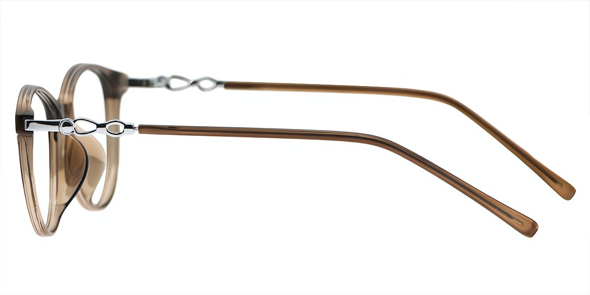 Brown Cat Eye Classic Mixed Materials Eyeglasses