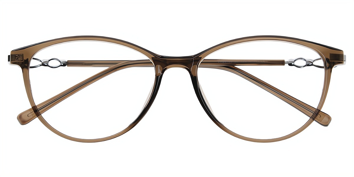Brown Cat Eye Classic Mixed Materials Eyeglasses