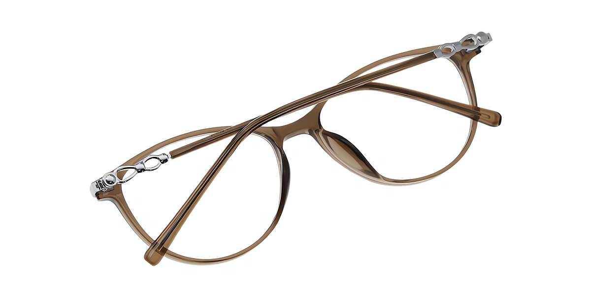 Brown Cat Eye Classic Mixed Materials Eyeglasses