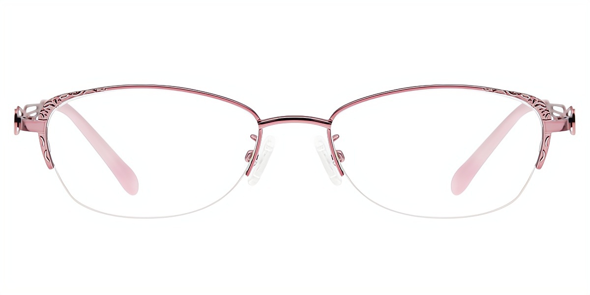 Pink Oval Elegant Metal Eyeglasses