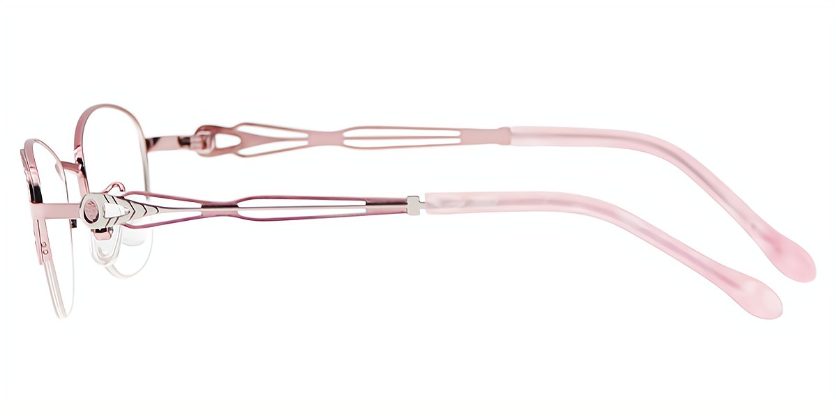 Pink Oval Elegant Metal Eyeglasses