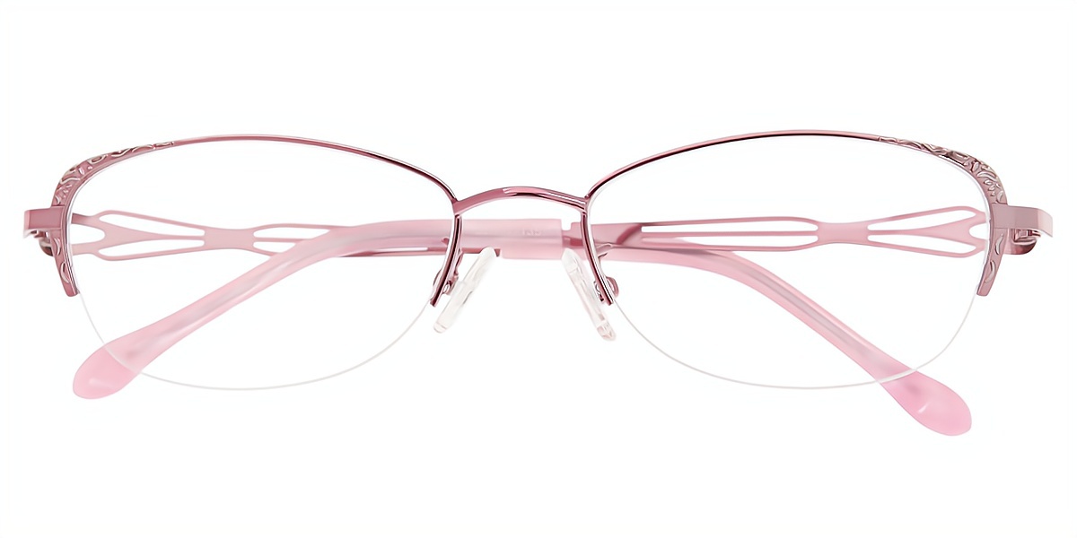 Pink Oval Elegant Metal Eyeglasses