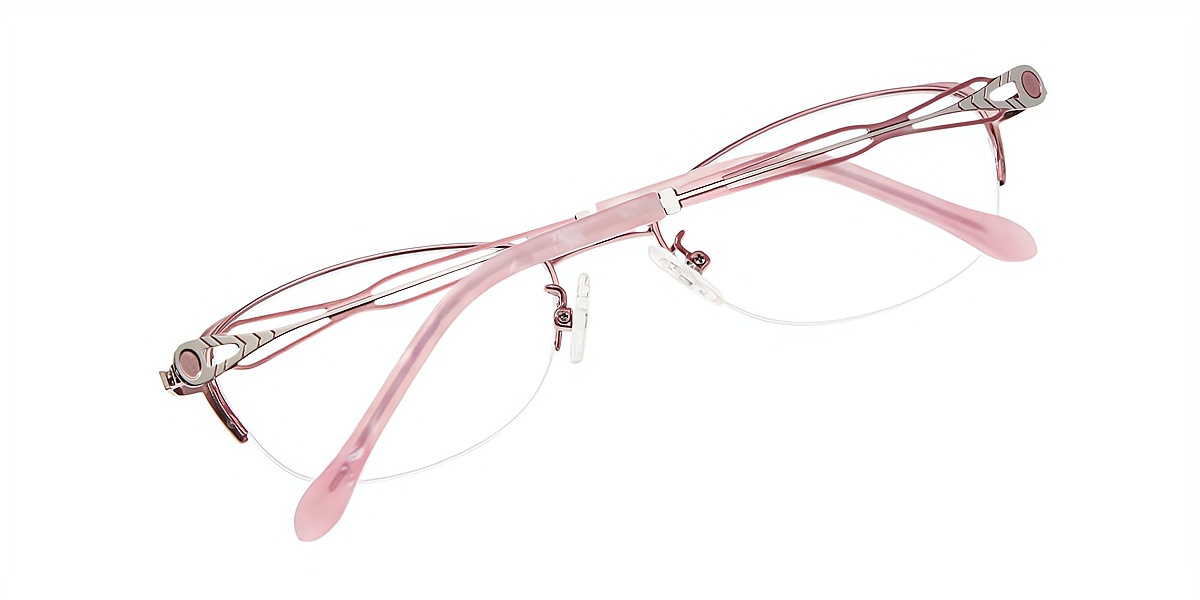 Pink Oval Elegant Metal Eyeglasses