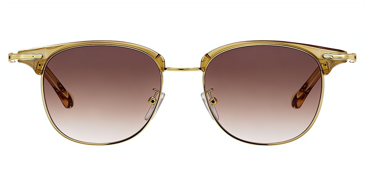 Brown Horn Elegant Mixed Materials Eyeglasses