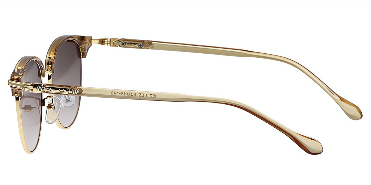 Brown Horn Elegant Mixed Materials Eyeglasses