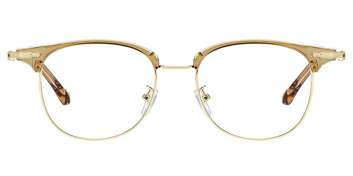 Brown Horn Elegant Mixed Materials Eyeglasses