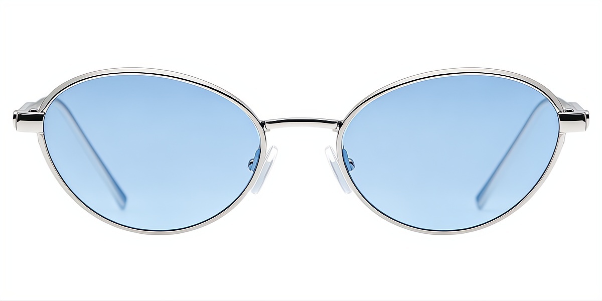 Silver Oval Elegant Metal Eyeglasses
