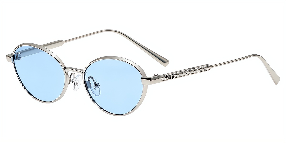 Silver Oval Elegant Metal Eyeglasses