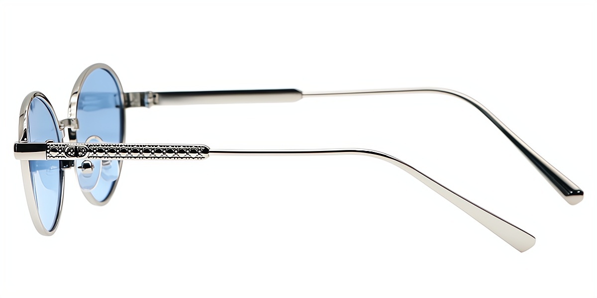 Silver Oval Elegant Metal Eyeglasses