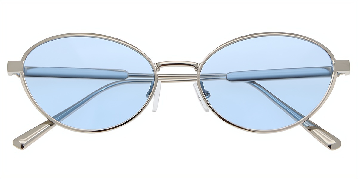 Silver Oval Elegant Metal Eyeglasses