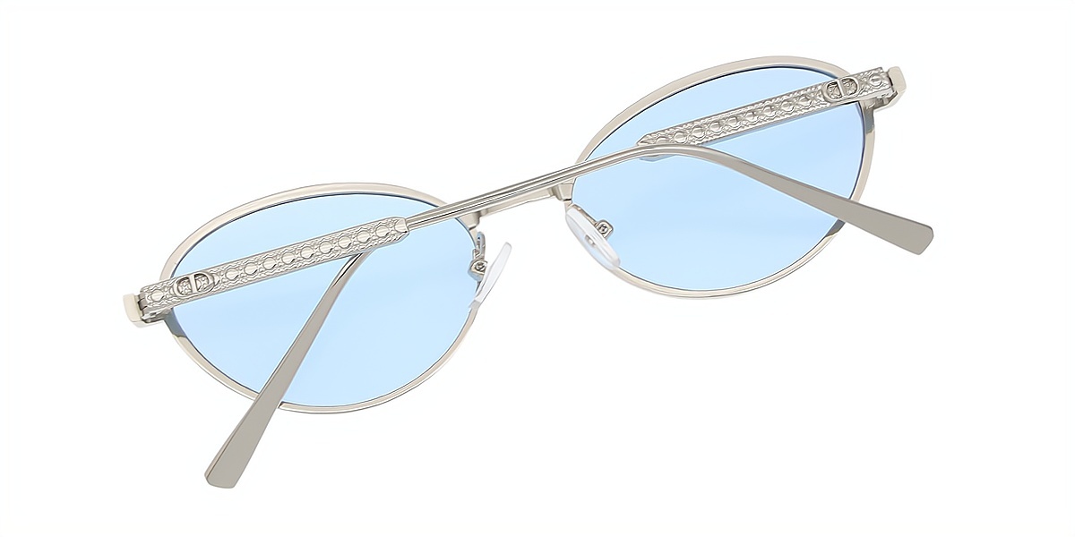 Silver Oval Elegant Metal Eyeglasses