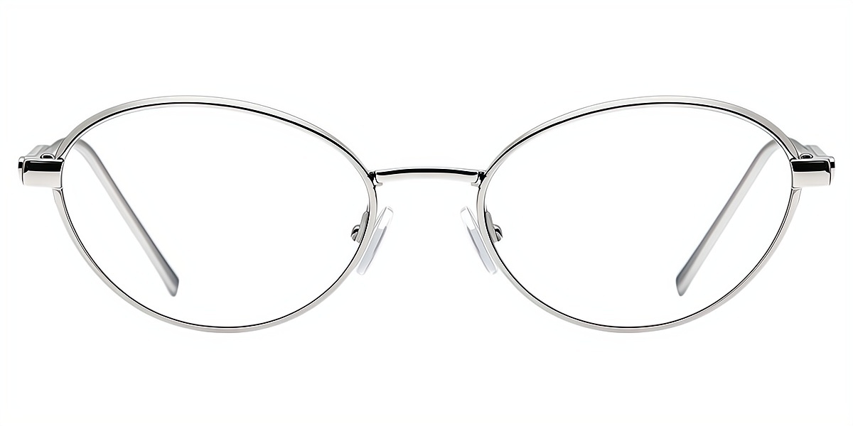 Silver Oval Elegant Metal Eyeglasses