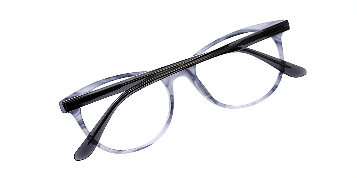 Gray Oval Elaborate Acetate Eyeglasses
