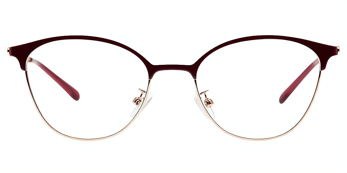 Red Cat Eye Elegant Metal Eyeglasses