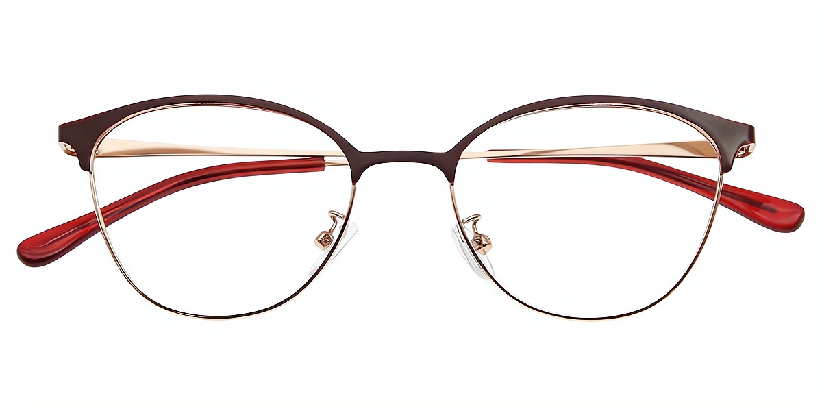 Red Cat Eye Elegant Metal Eyeglasses