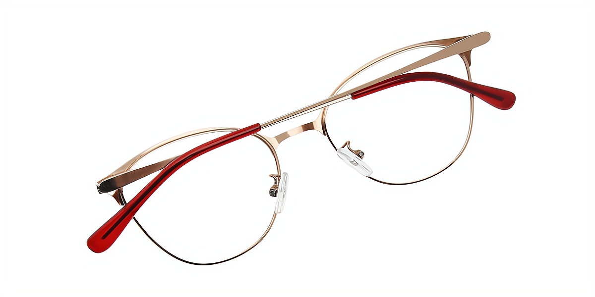 Red Cat Eye Elegant Metal Eyeglasses