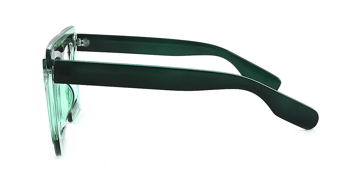 Green Rectangle Hipster Plastic Eyeglasses