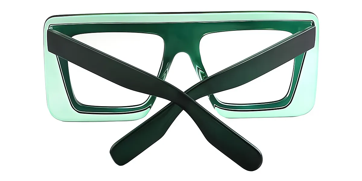 Green Rectangle Hipster Plastic Eyeglasses
