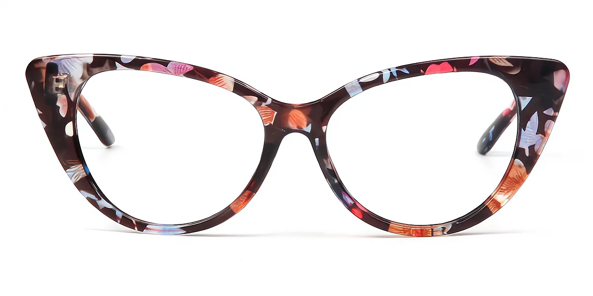 Floral Cat Eye Unique Plastic Eyeglasses