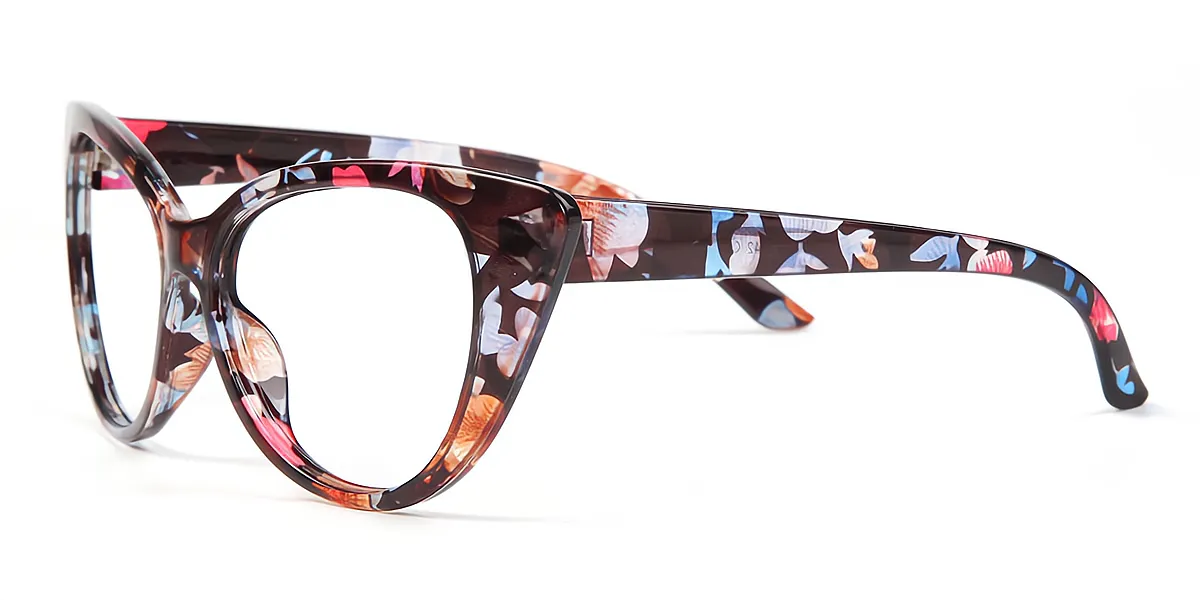 Floral Cat Eye Unique Plastic Eyeglasses