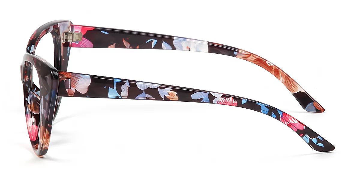 Floral Cat Eye Unique Plastic Eyeglasses
