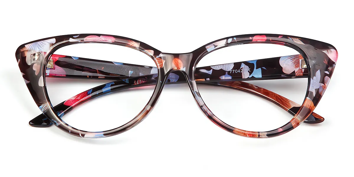 Floral Cat Eye Unique Plastic Eyeglasses