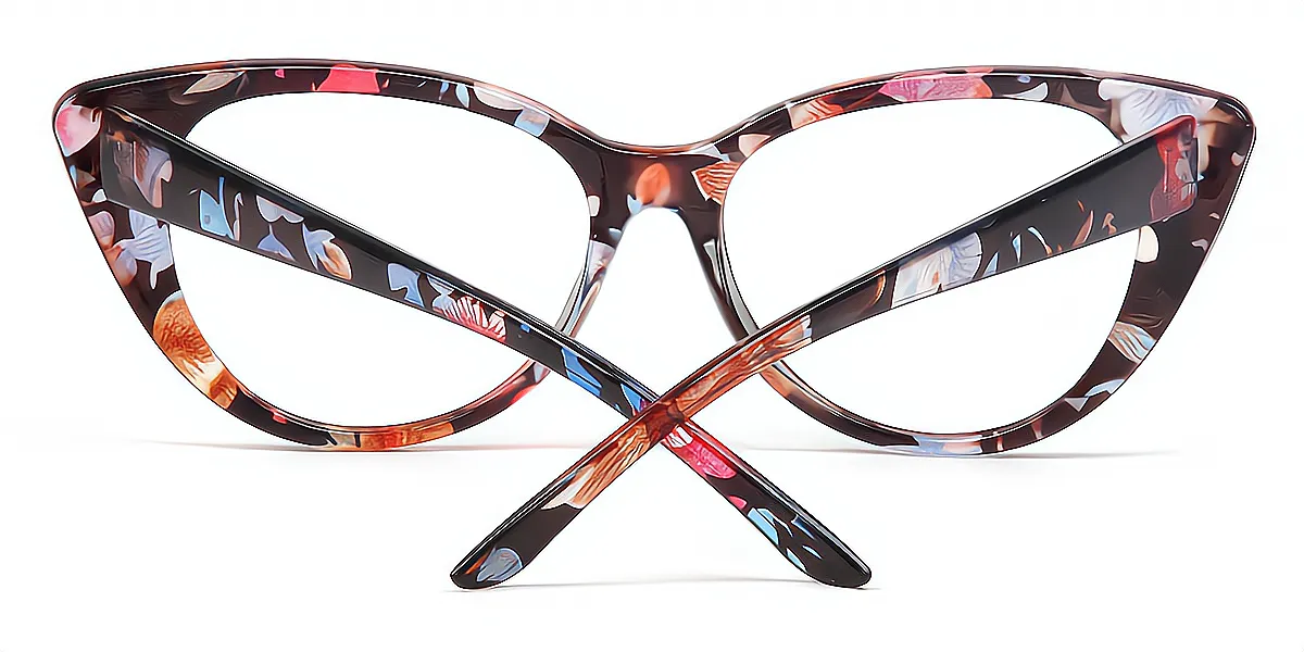 Floral Cat Eye Unique Plastic Eyeglasses