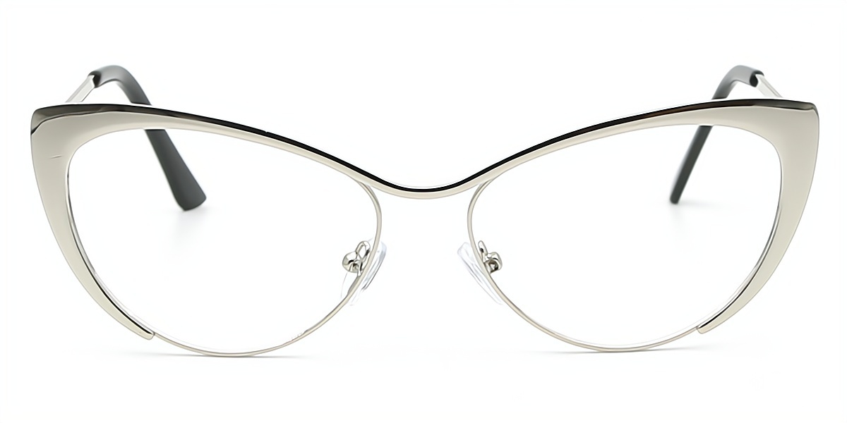 Silver Cat Eye Hipster Metal Eyeglasses