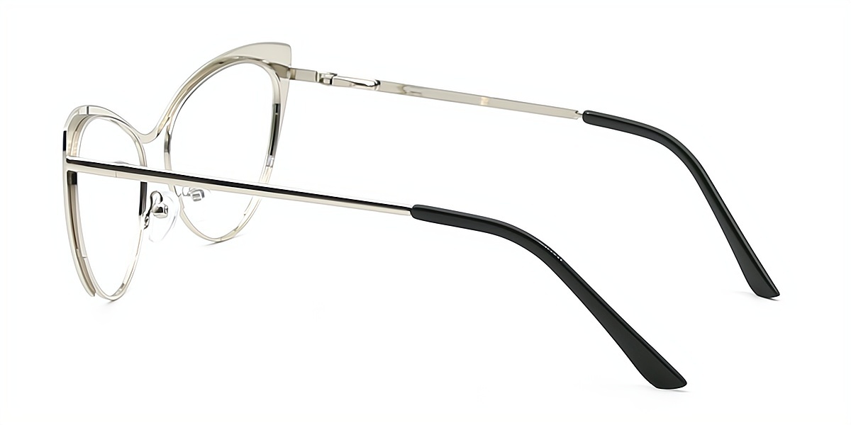 Silver Cat Eye Hipster Metal Eyeglasses