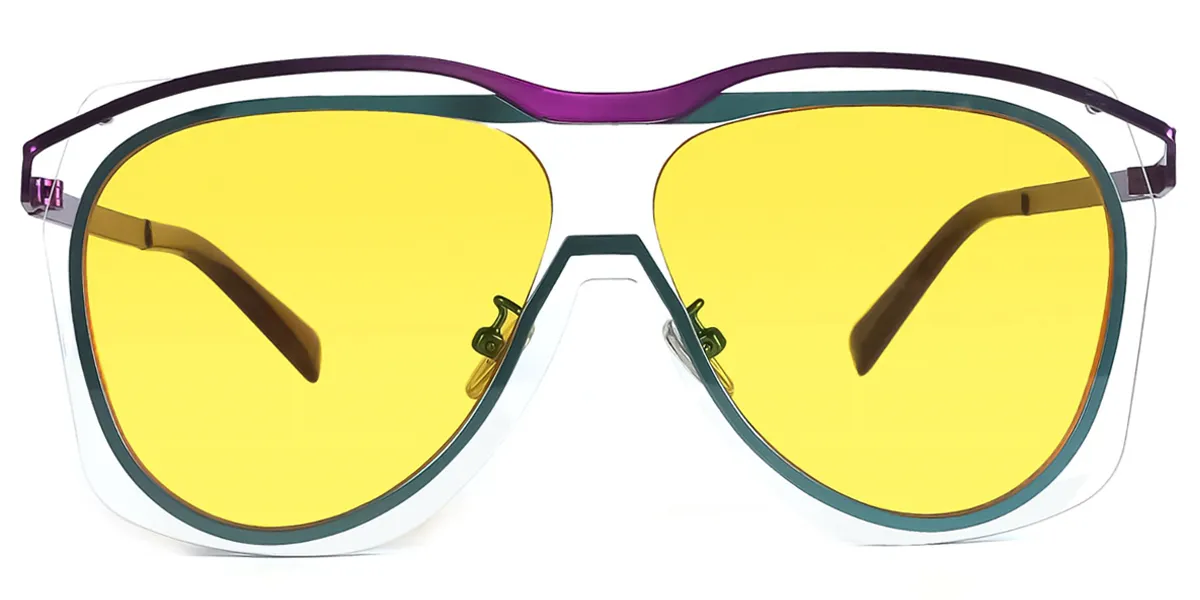 Purple Aviator Hipster Metal Eyeglasses
